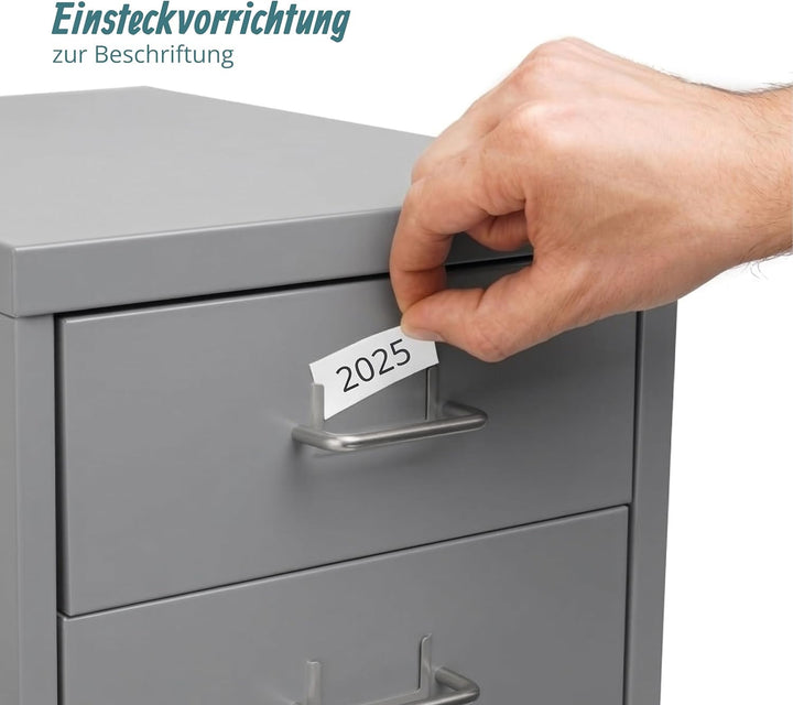 Relaxdays Rollcontainer, 3 Schubladen, HxBxT: 45,5 x 28 x 41 cm, abschliessbar, Aktenschrank auf Rol