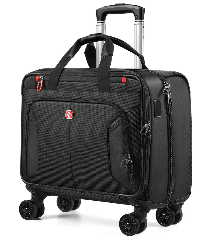 star cloud Laptop Trolley 17 Zoll, Business Trolley Herren, Laptop-Aktentasche mit 4 Rollen, Laptopt
