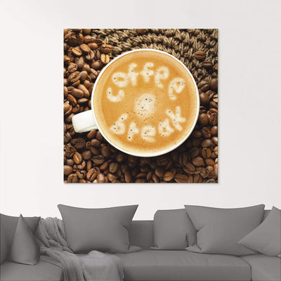 ARTland Glasbilder Wandbild Glas Bild einteilig 50x50 cm Quadratisch Kaffee Coffee Cafe Cappuccino G