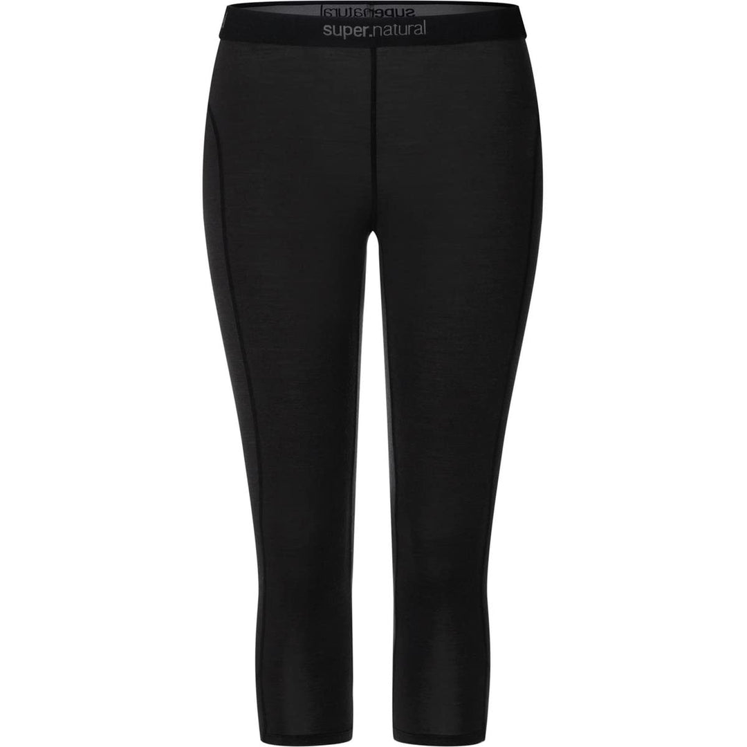 super.natural Damen Funktions-Unterhose, 3/4 Länge, Mit Merinowolle, W BASE 3/4 TIGHT 175 Schwarz (J