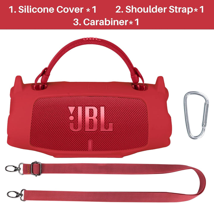 Lebakort Silikonhülle Tragetasche Case für JBL Charge 6 Tragbarer Lautsprecher, mit Schultergurten u