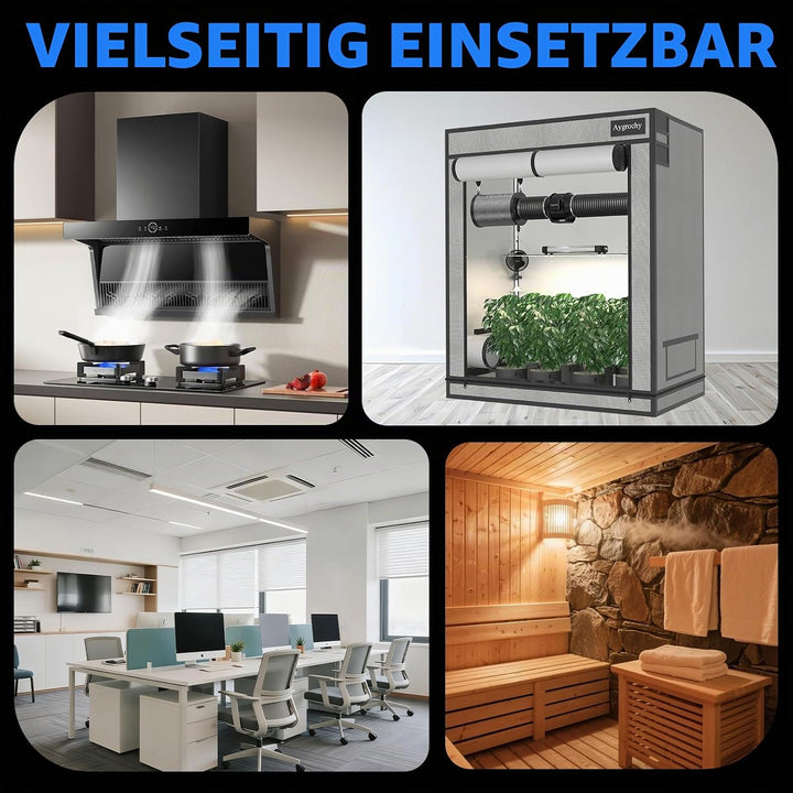 Aygrochy Regelbar Rohrventilator 100mm, Abluftventilator 363 m³/h, EC motor Rohrlüfter mit EU-Stecke