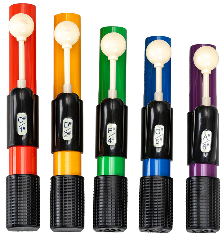 Betzold Handchimes in Boomwhackers®-Farben - farbige Klangstäbe Kinder Handglocken-Set chromatische