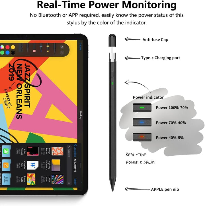 KIROSA Apple Pencil 2. Generation, 2023 Upgrade iPad Stift mit Schnellladung, Neigung Handflächenabw