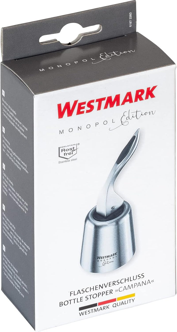 Westmark Flaschenverschluss, Monopol Edition, Rostfreier Edelstahl/Silikon, Campana, Silber/Schwarz,