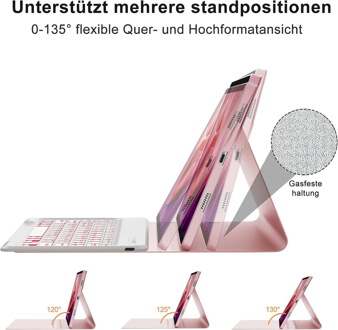 IVEOPPE Hülle mit Tastatur für Lenovo Tab P12 12.7" 2023, 7 Farbige Beleuchtung, Magnetische Bluetoo