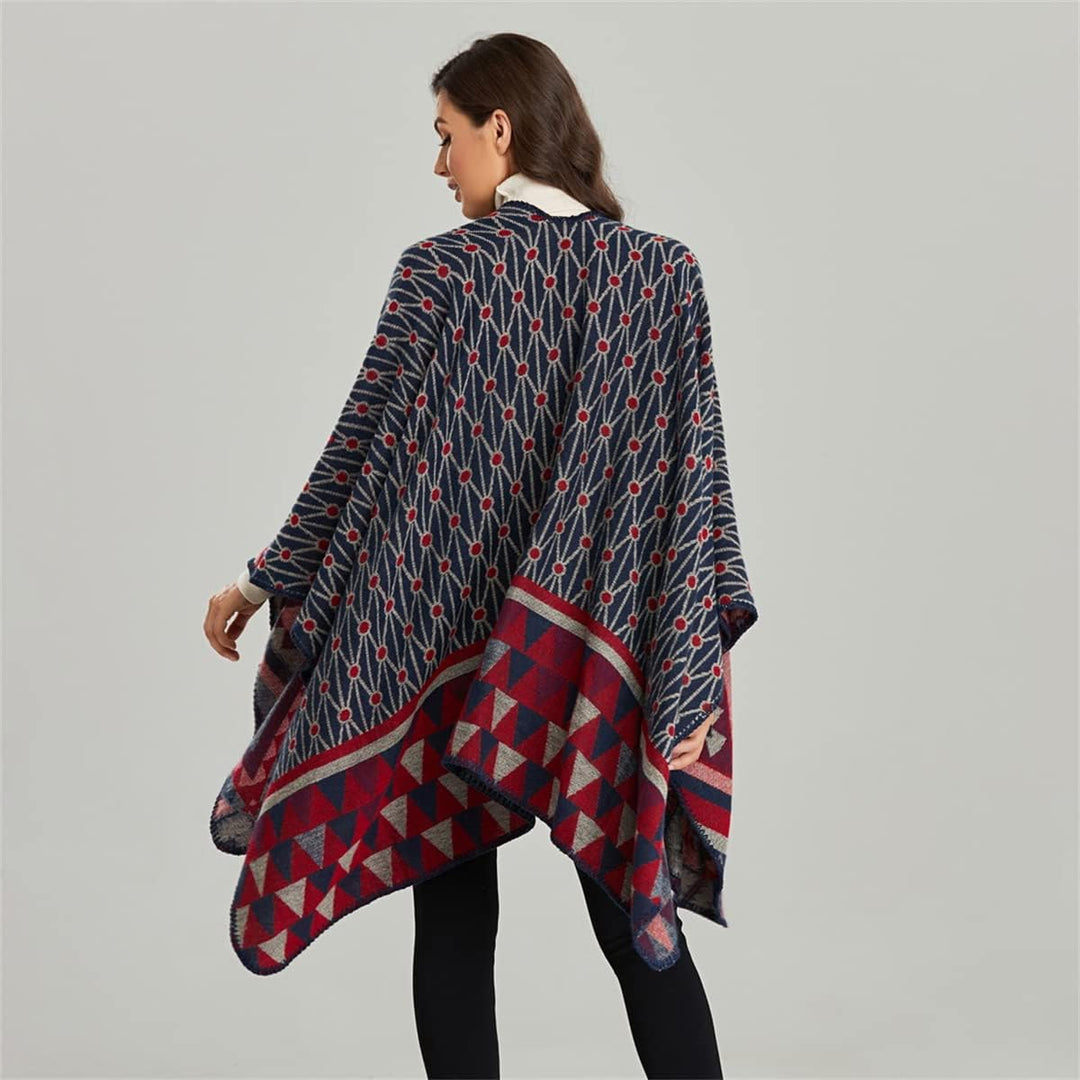 Damen Herbst/Winter Poncho mit Quaste, 130 * 150CM Warm Poncho-Schal Überwurf Strick Cape Elegant Um