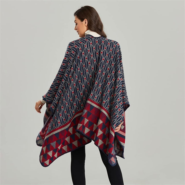 Damen Herbst/Winter Poncho mit Quaste, 130 * 150CM Warm Poncho-Schal Überwurf Strick Cape Elegant Um