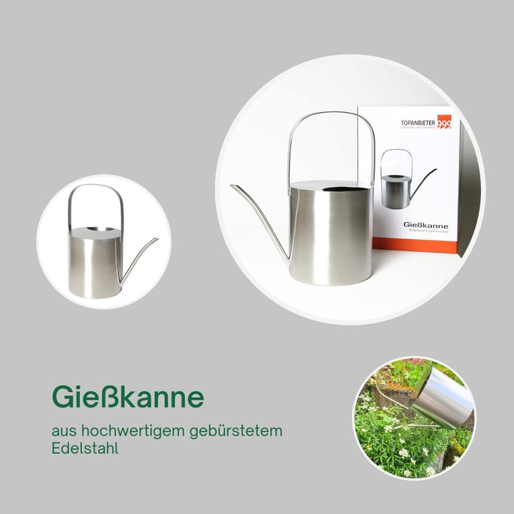 TOPANBIETER 999 Giesskanne Giesskanne Edelstahl gebürstet 2,5 Liter