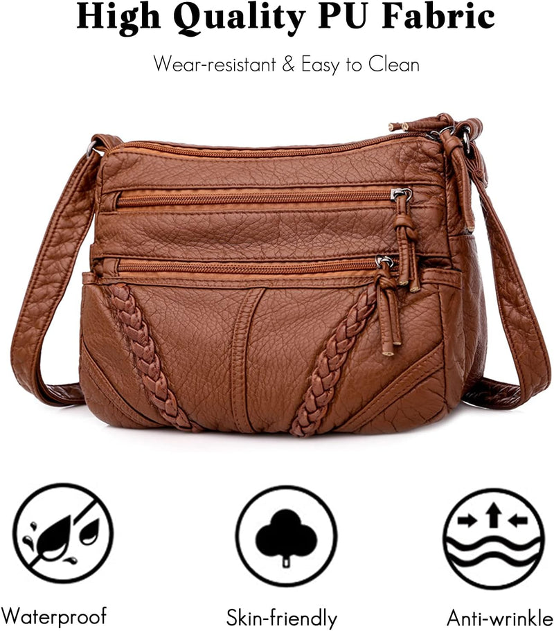 FANDARE Damen Umhängetasche Schultertasche Frauen Crossbody Bag Wasserdicht PU Leder Damentasche Sch