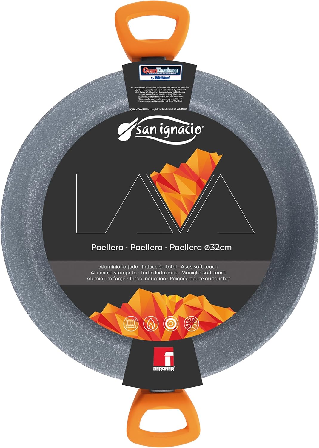 San Ignacio Lavacio - 32 cm Paellera - Hergestellt in geschmiedetem Aluminium - Antiadherentes Innen