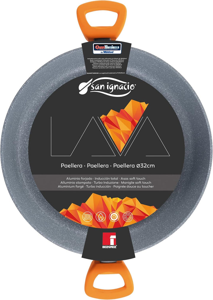 San Ignacio Lavacio - 32 cm Paellera - Hergestellt in geschmiedetem Aluminium - Antiadherentes Innen