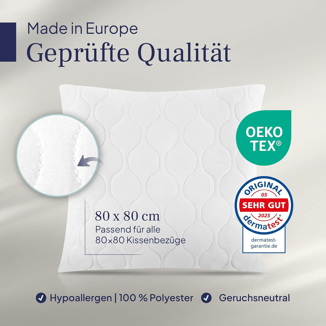 Gentle North Kopfkissen (80x80 cm gross) - Schlafkissen für Bett - Mit Reissverschluss für Füllung -