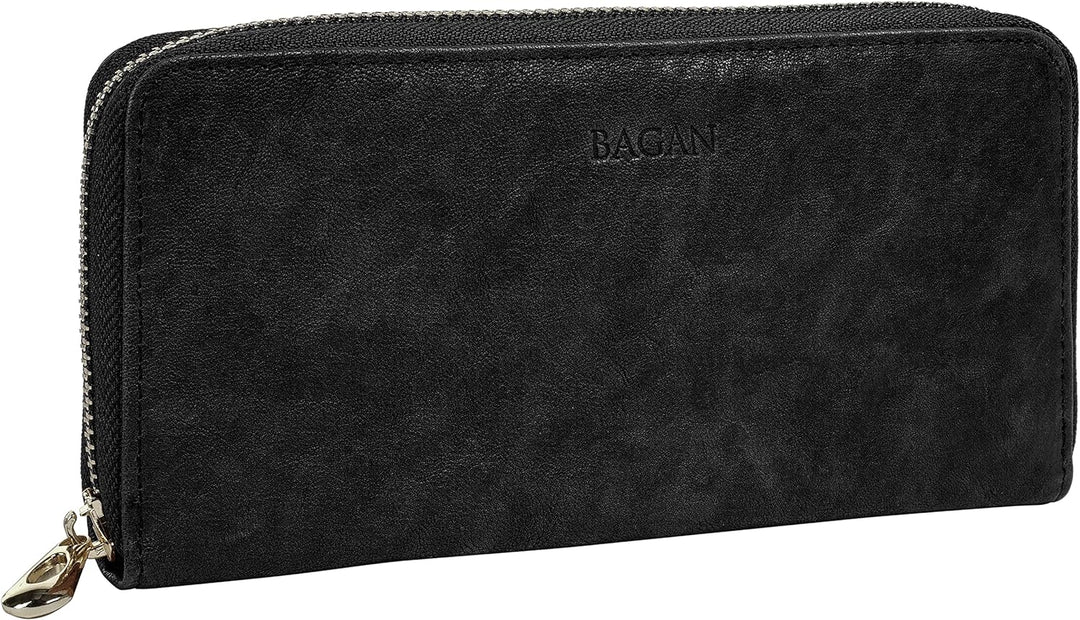 BAGAN Geldbörse Echt Leder schwarz Damen - 021309, Schwarz