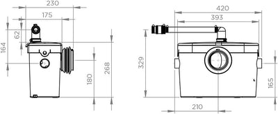 SaniBroy Hebeanlage SANIACCESS 2 – max. Förderdistanz vertikal x horizontale 5x100 m, steckfertig, s