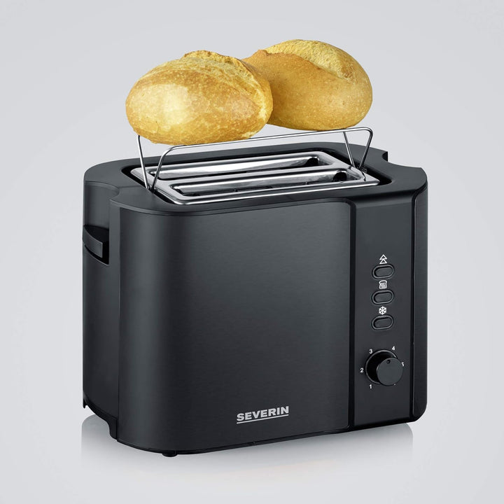 SEVERIN AT 9552 Automatik-Toaster (800 W, Inkl. Brötchen-Röstaufsatz, 2 Röstkammern) schwarz/matt &
