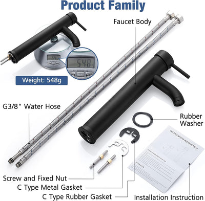 kisimixer Wasserhahn Bad Schwarz, Waschtischarmatur Schwarz Einhandmische, Waschbecken Armaturen Kal
