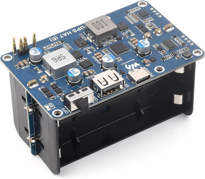 Waveshare UPS HAT (E) for Raspberry Pi 5/4B/3B+, Supports 4× 21700 Li Batt (NOT Included), Bi-Direct