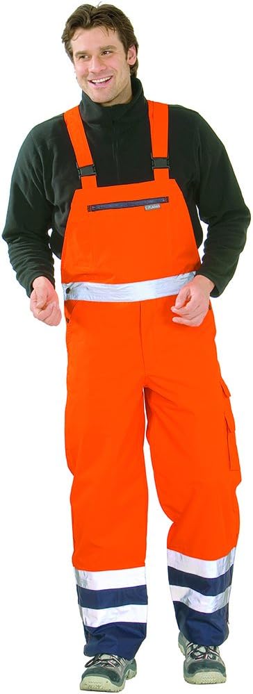 Planam Unisex Warnschutz Rain Trousers High Visible Size M in Yellow XL Orange, Marine, XL Orange, M