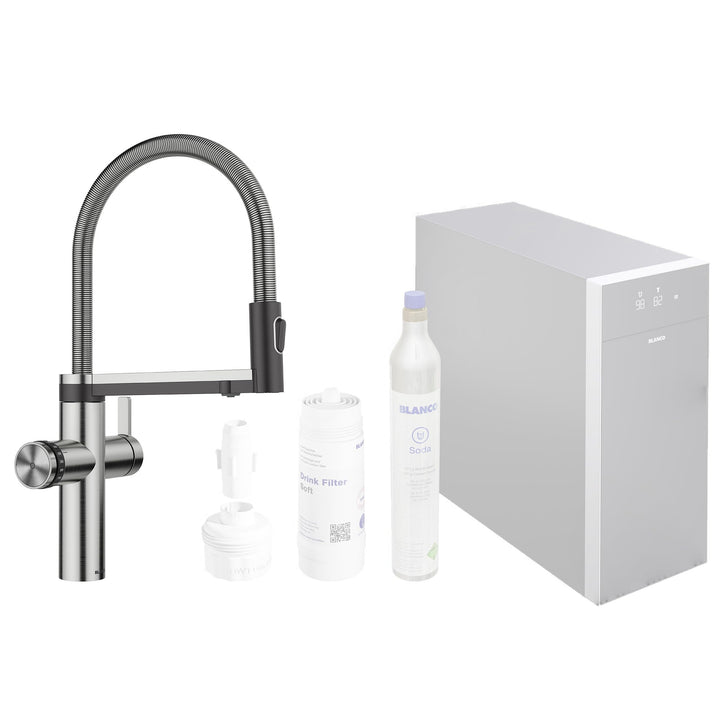 BLANCO CHOICE Icona | Küchenarmatur aus massiv Edelstahl | all-in-one Armatur | Gekühltes Wasser in