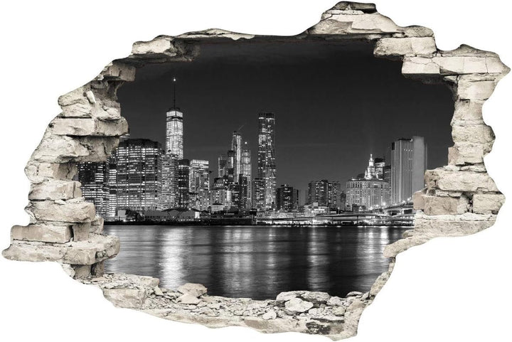 Sticker 3D Effekt | Wandaufkleber New York Skyline - Tapete Dekoration optische Täuschung Raum und W