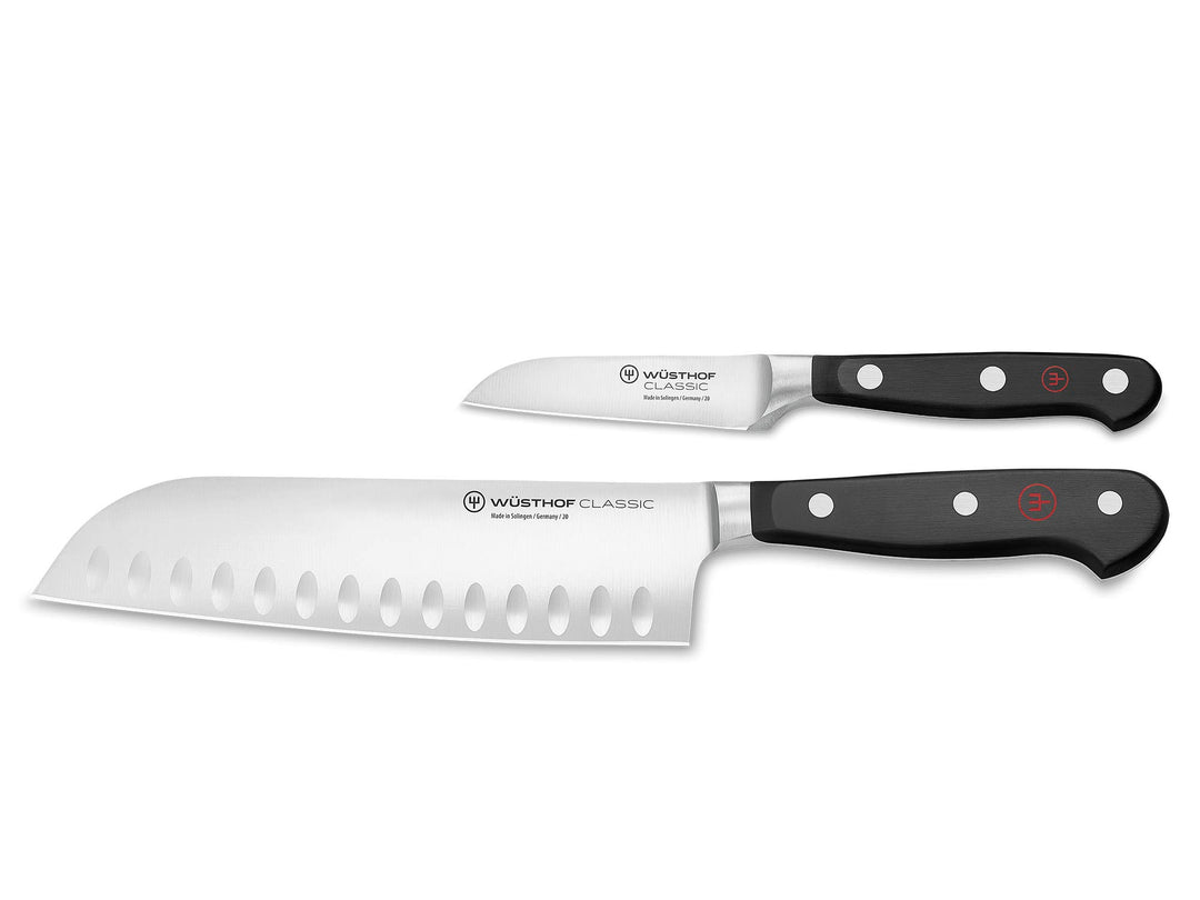 WÜSTHOF Classic Messersatz mit 2 Messern, Schwarz,silber Santoku & Gemüsemesser, Santoku & Gemüsemes