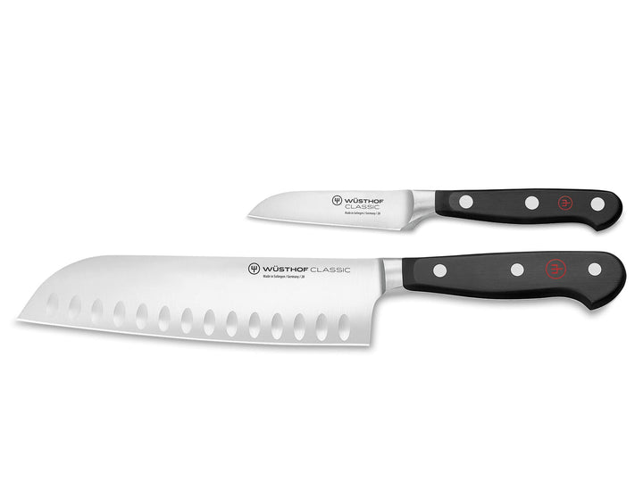WÜSTHOF Classic Messersatz mit 2 Messern, Schwarz,silber Santoku & Gemüsemesser, Santoku & Gemüsemes