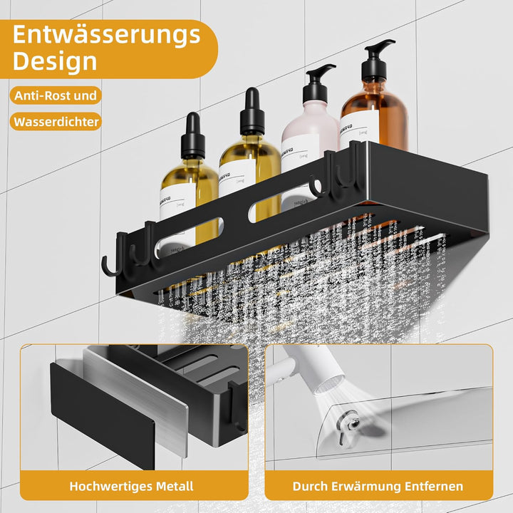 Duschablage ohne Bohren, Rostfreie Duschregal ohne Bohren, Badezimmer Organizer mit Grosser Kapazitä