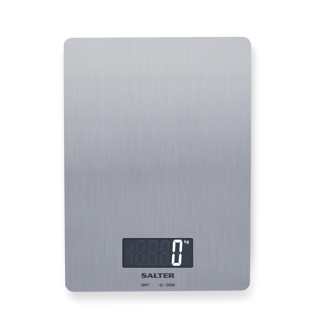 Salter Digitale Küchenwaage Edelstahl – 5 kg Kapazität, LCD Display, Aquatronic Flüssigkeitsmessung