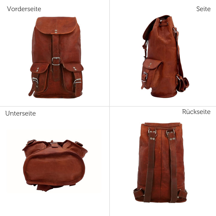 Gusti Rucksack Leder - Gary 13" Damen und Herren Cityucksack Unirucksack Wanderrucksack Alltagsrucks