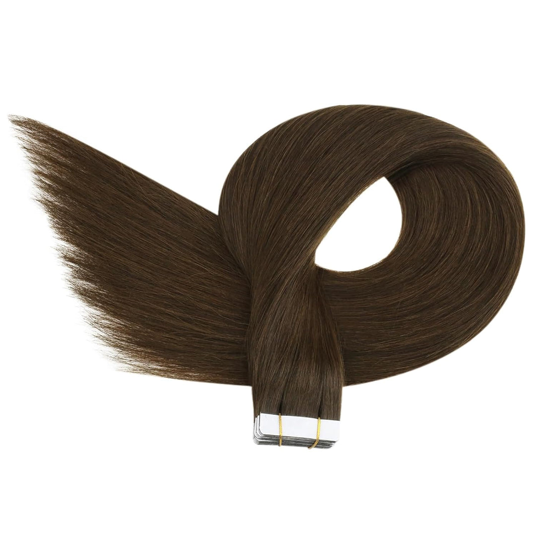 Ugeat 35cm Tape Extensions Braun Echthaar Band Haarverlaengerung 20Stücke Unsichtbares Tape Extensio