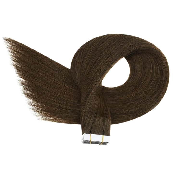Ugeat 35cm Tape Extensions Braun Echthaar Band Haarverlaengerung 20Stücke Unsichtbares Tape Extensio