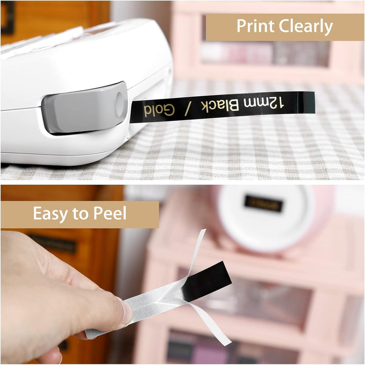 3x MarkField Kompatible Laminiert Schriftband für Brother P-Touch Label Maker TZ TZe-334 Bänder Gold