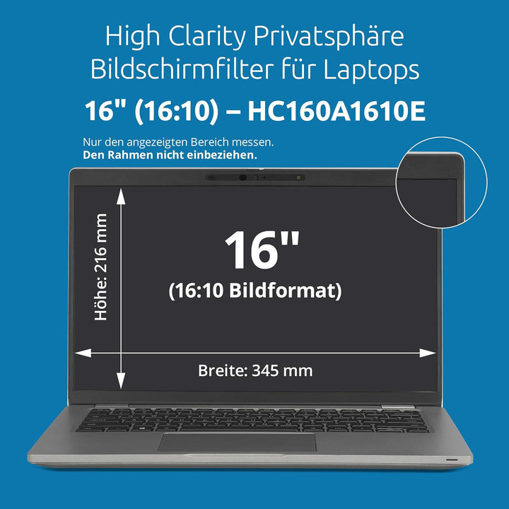 Kensington High Clarity Laptop Blickschutzfilter für 16 Zoll 16:10 Seitenverhältnis, Blaulichtfilter