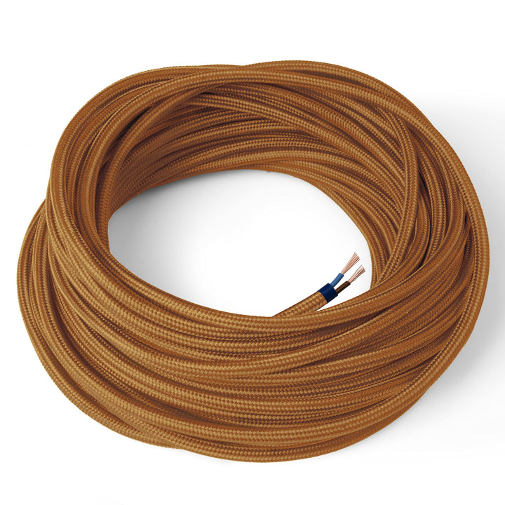 Amarcords - Textilkabel für Lampen WHISKY, rund, Seide, 10 Meter, mit 2 Leiter 2x0,75 - Stoffkabel m