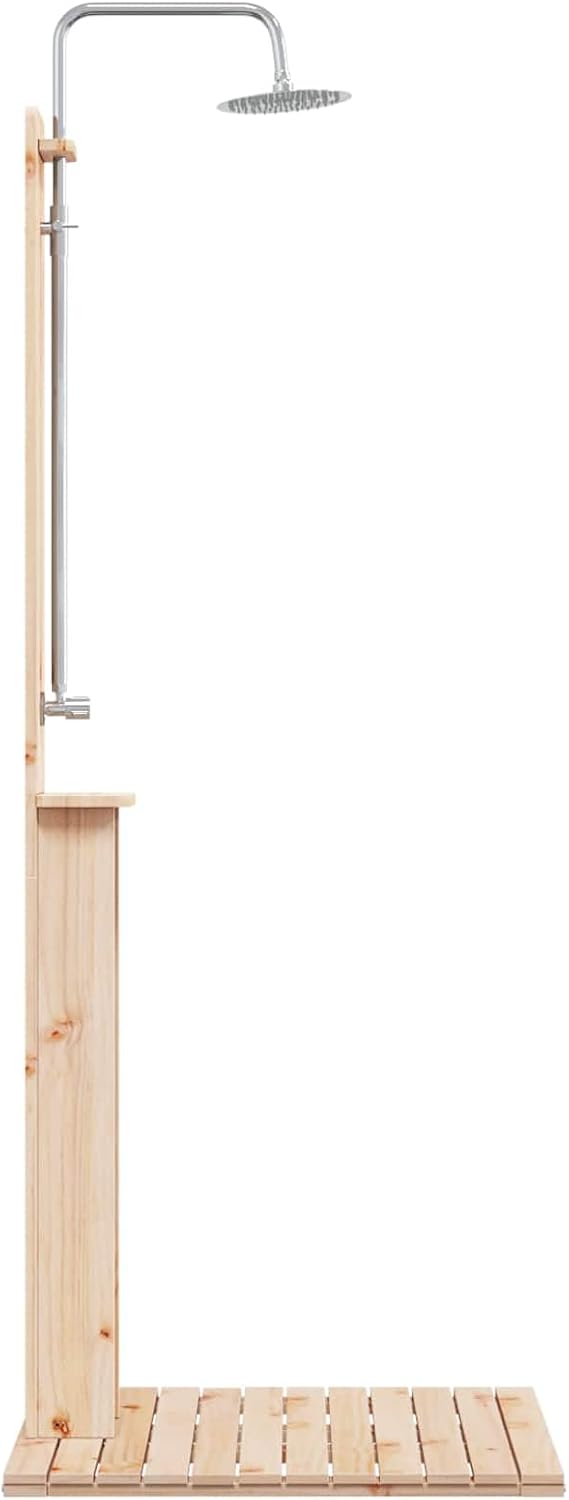vidaXL Outdoor-Dusche Natur 75 x 76 x 217 cm Massives Kiefernholz, Garten und Terrasse, coole freist