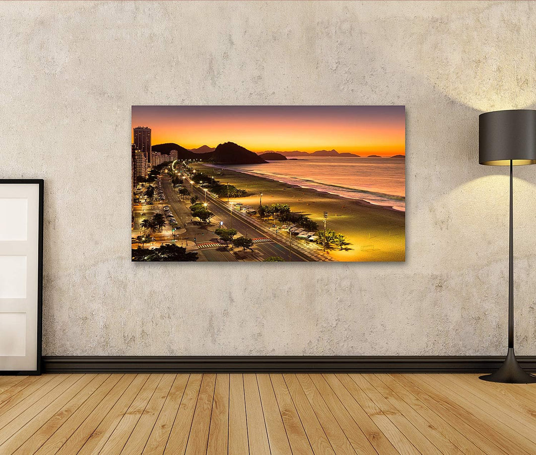 islandburner Bild auf Leinwand Copacabana Strand In Der Morgendämmerung In Rio De Janeiro Brasilien