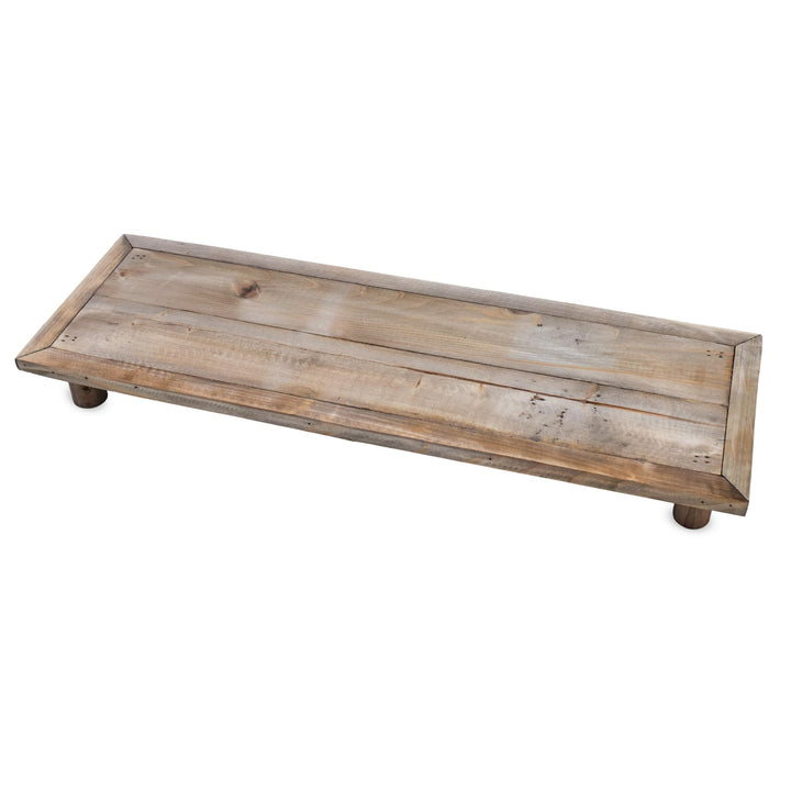 Spetebo Deko Blumenteller natur rechteckig - 55 x 18 cm - Holz Pflanzenhocker länglich mit 4 Füssen