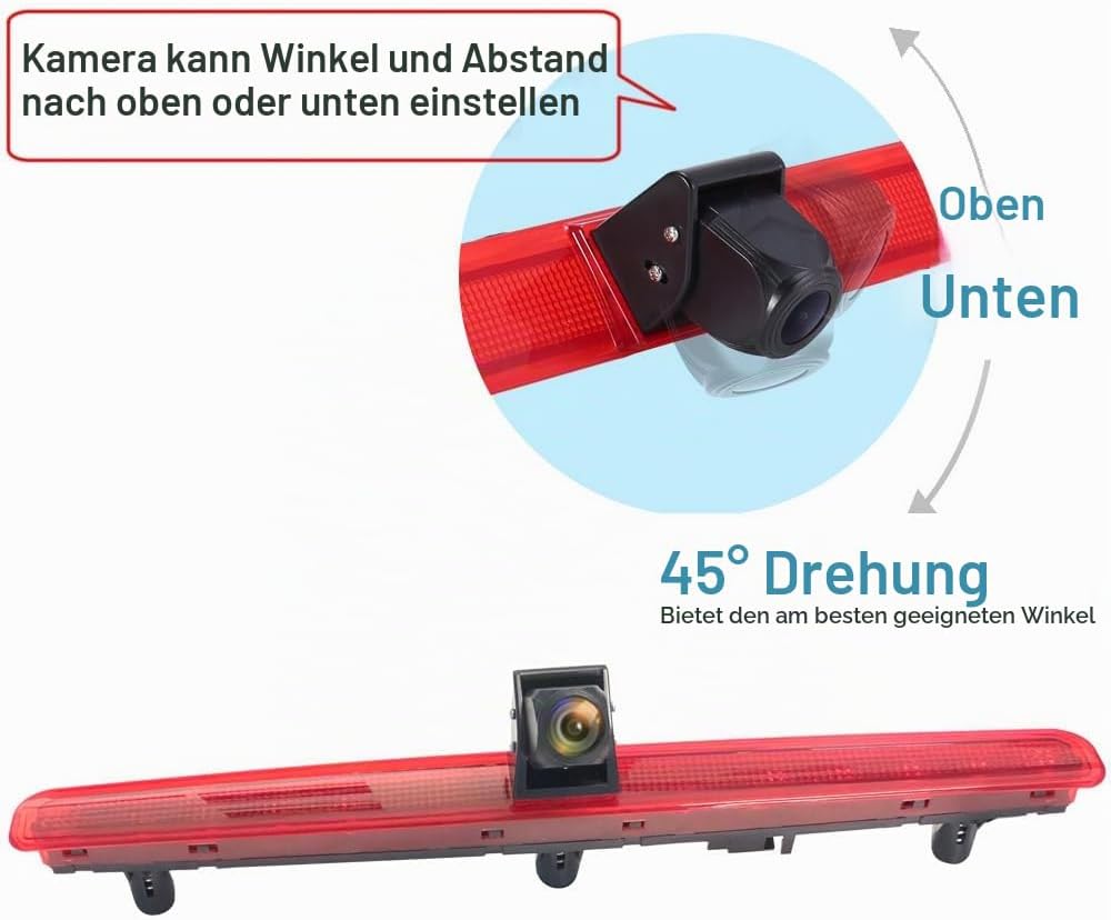 1280 * 720 Brake Bremsleuchte Auto Kamera Third roof Bremslicht Rückfahrkamera Replacement for VW Mu