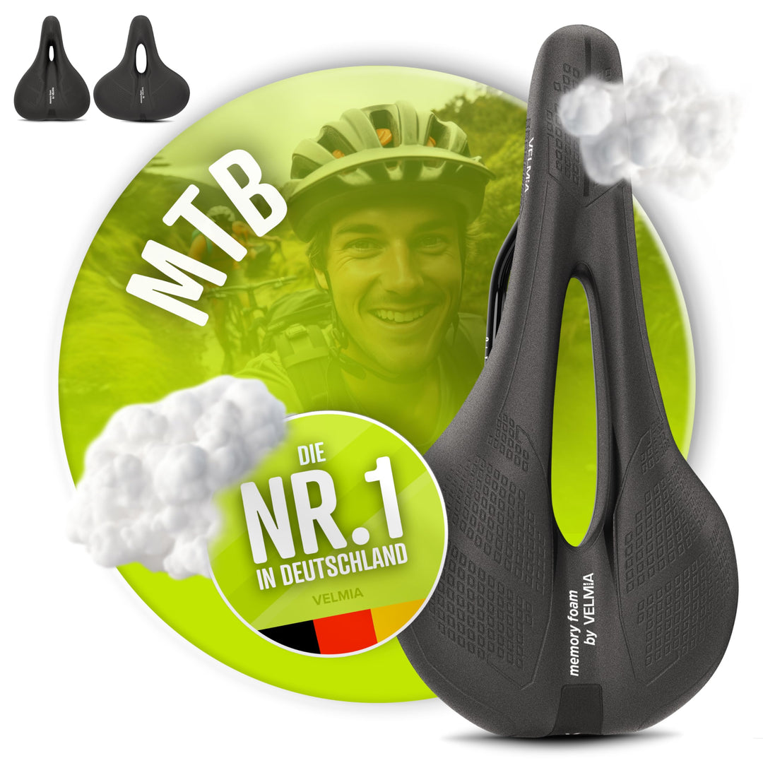 VELMIA Fahrradsattel mit ergonomischem 3-Zonen-Konzept & Memory Foam I Bequemer Fahrrad Sattel für D