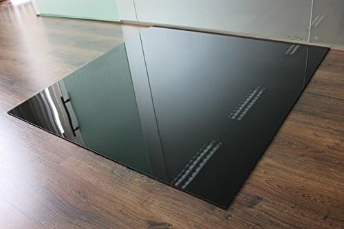 Quadrat 110x110cm Glas schwarz - Funkenschutzplatte Kaminbodenplatte Glasplatte f. Kaminofen (Schwar