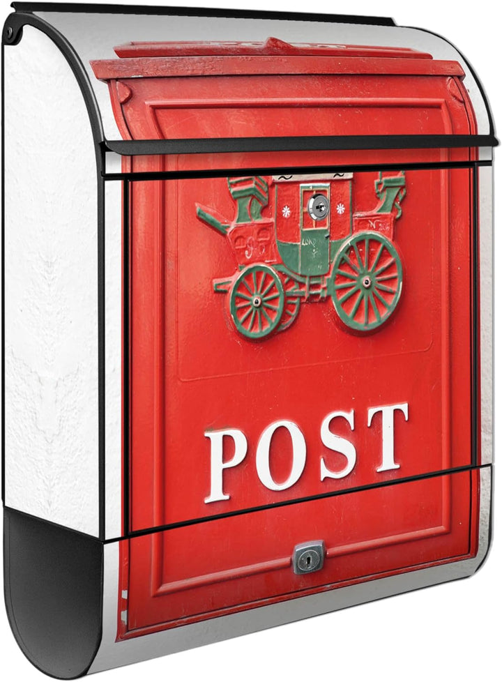 banjado® Design Briefkasten mit Motiv Postkasten Nostalgie 39x47x14cm &amp; 2 Schlüssel - Briefkasten St