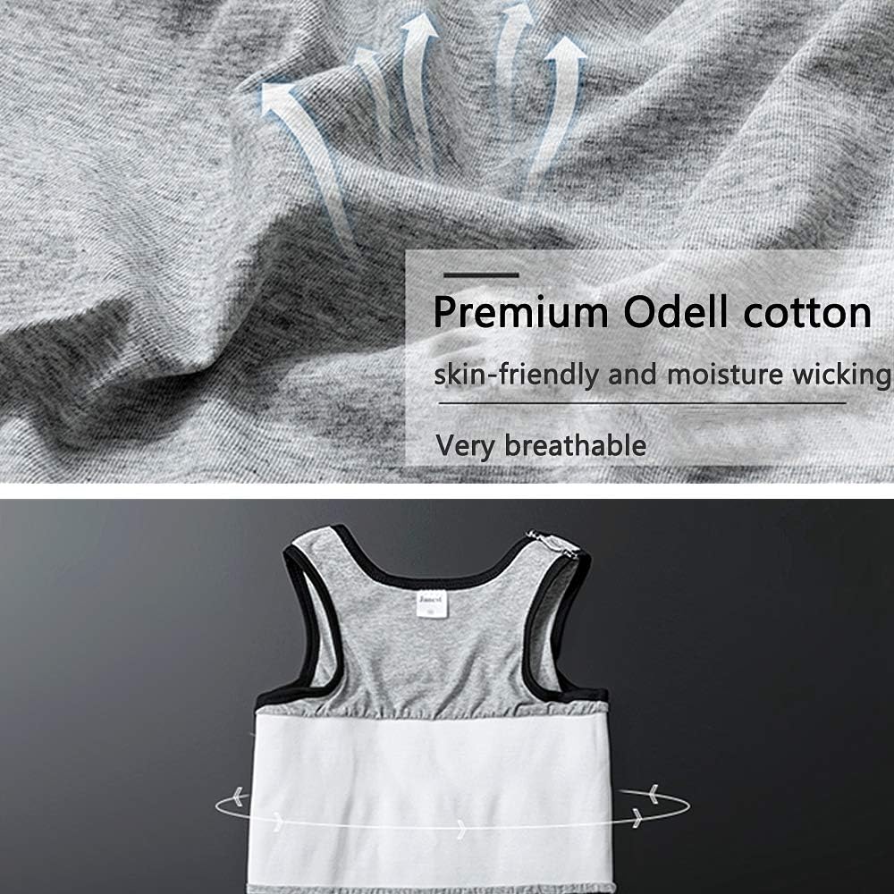XUJI Brust binder Atmungsaktiv Baumwolle mit Gummiband für Transgender FTM Grau 3XL, Grau 3XL