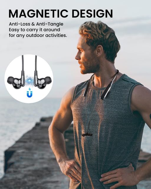 SOPPY Kopfhörer Bluetooth 5.4 Nackenband Sportkopfhörer mit 100 Std. Spielzeit, Kabellose Kopfhörer