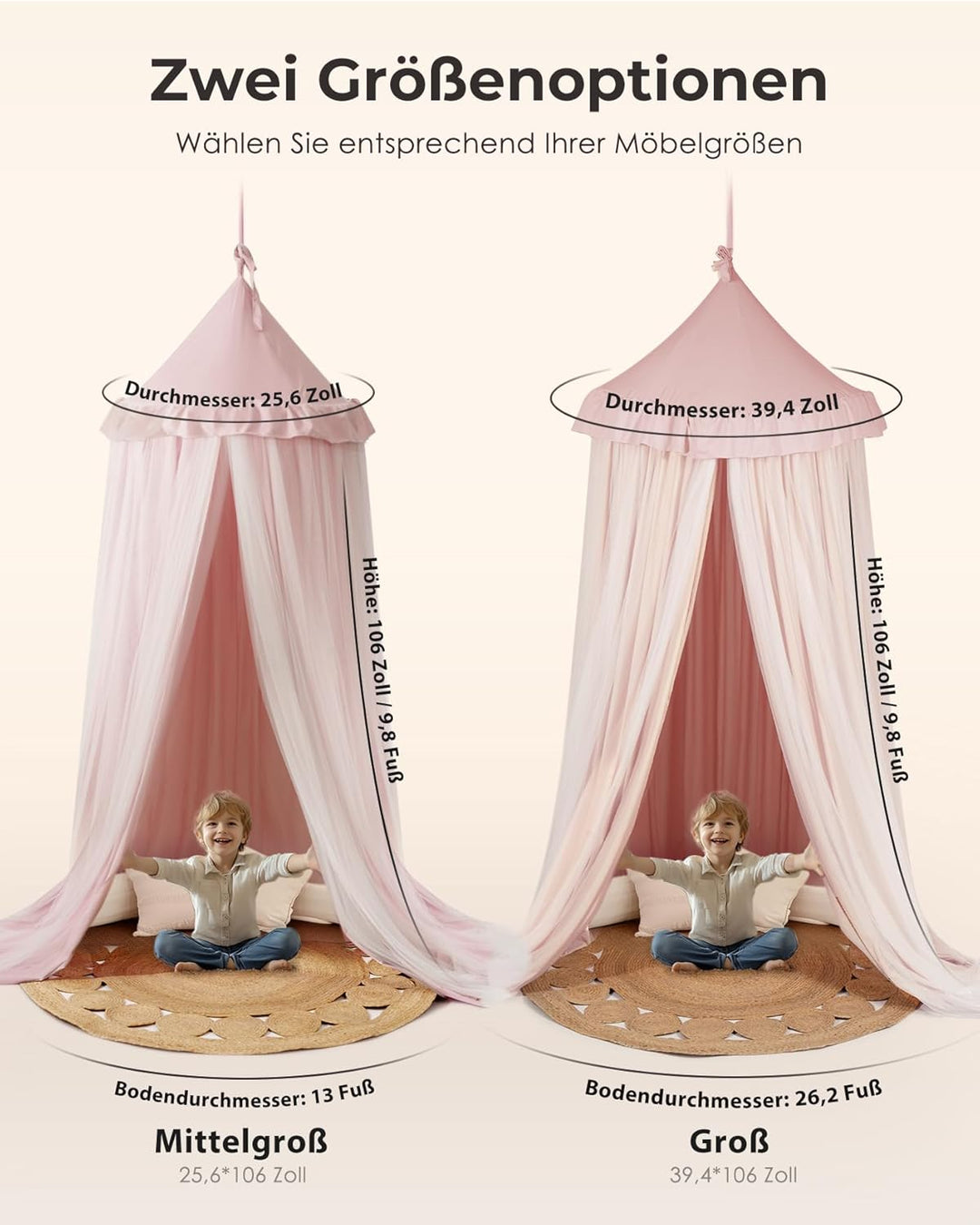 Mallify Moskitonetz Betthimmel mit Sternenlichtern, atmungsaktiv & waschbar Doppelte Lage Babybett B