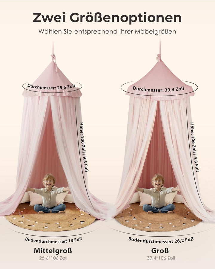 Mallify Moskitonetz Betthimmel mit Sternenlichtern, atmungsaktiv & waschbar Doppelte Lage Babybett B