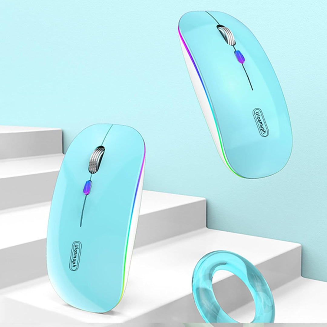 Uiosmuph G12 Maus Kabellos, Leise Wiederaufladbar Wireless Mouse,Blau Blue, Blue