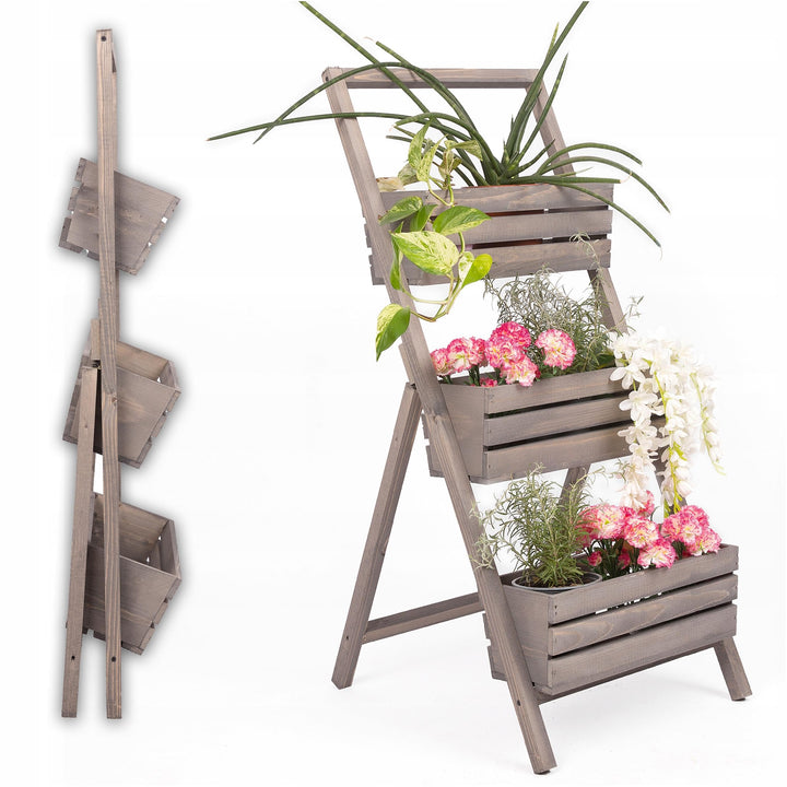 ECODECO Hochbeete für Garten Pflanzenregal aus Holz | Kaskadierendes Blumentreppe für Outdoor Indoor