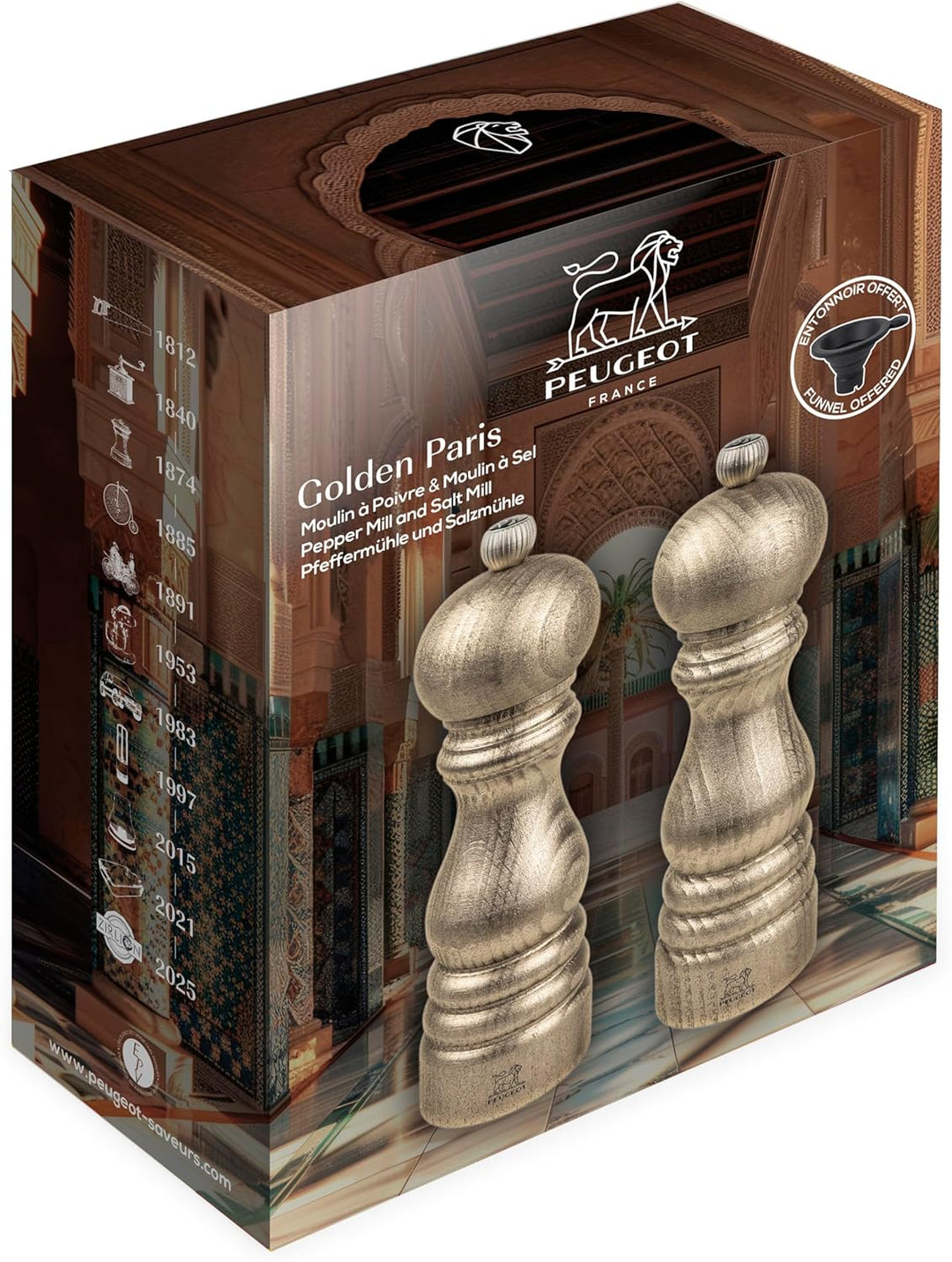 Duo Pfeffer- u. Salzmühle, 18 cm, in goldpatinierter Ausführung Duo Goldpatina - 18 cm, Duo Goldpati