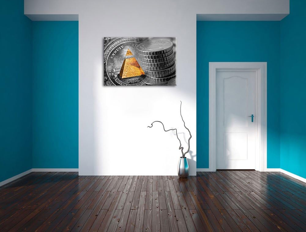 Illuminati Pyramide, black and white Dollar schwarz/weiss Format: 100x70 auf Leinwand, XXL riesige B